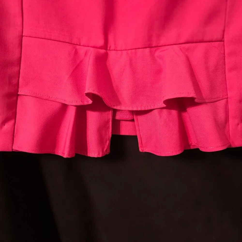XL Ampersand Hot Pink Pencil with Back Ruffles Midi Lined Skirt 100% Cotton